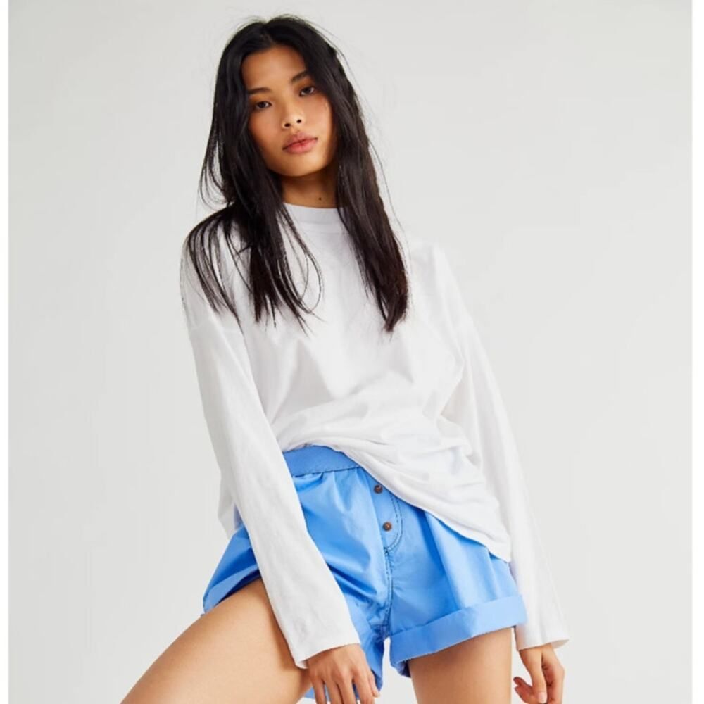 Free People White Long Sleeve Tee